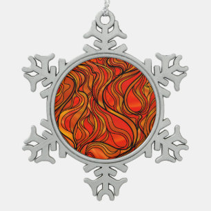 Ornement Flocon De Neige Abstrait de verre orange