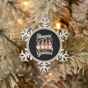 Ornement Flocon De Neige Achats de Noël avec mes Gnomies Gnome Xmas