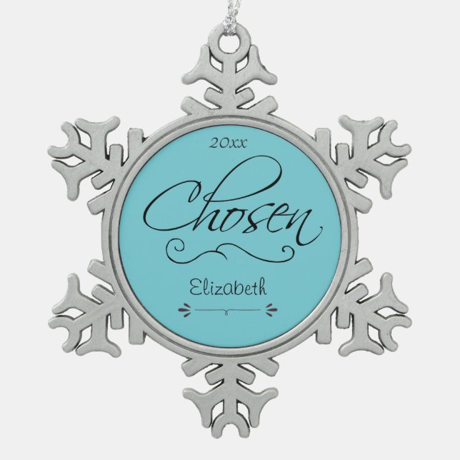 Ornement Flocon De Neige Adopté Défilement Choisi Date Adoption Personnalis (Devant)