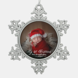 Ornement Flocon De Neige Adorable Mon Premier Noël Photo Nouveau-Né Bébé