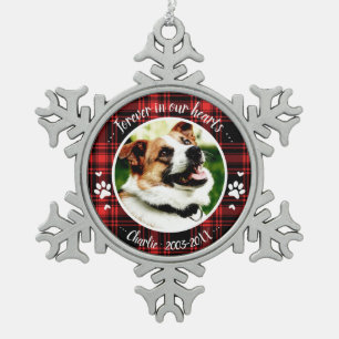 Ornement Flocon De Neige Adorable Rustic Chien Pet Memorial Photo personnal