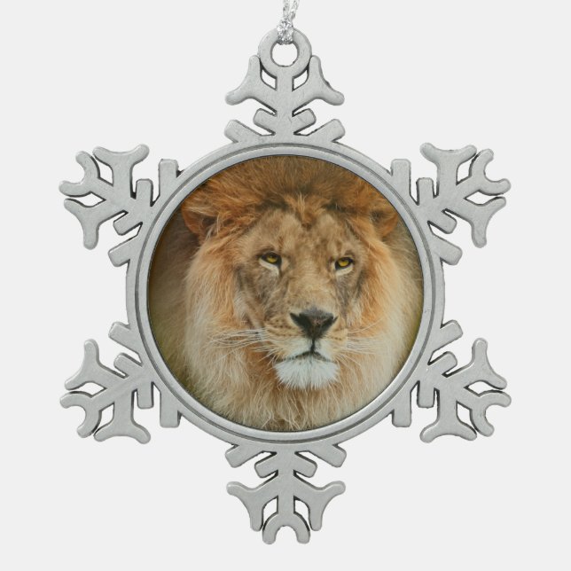 Ornement Flocon De Neige Afrique du Sud Majestic Lion Fermer (Devant)