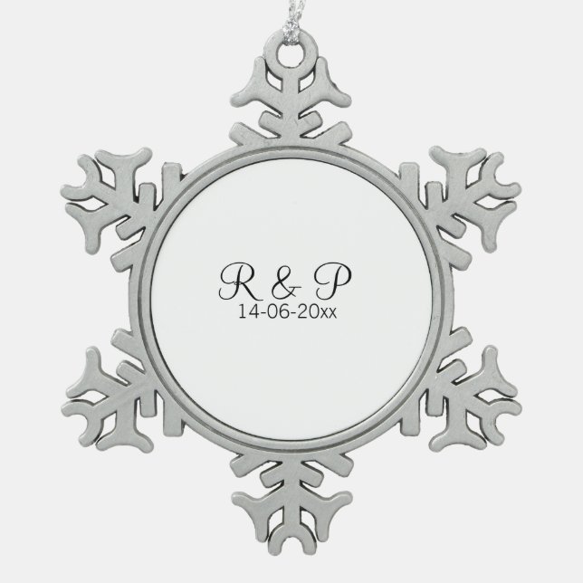 Ornement Flocon De Neige Ajouter monogramme du nom du couple ajouter date a (Devant)