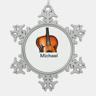 Ornement Flocon De Neige Ajouter votre nom texte brun violon musique amoure