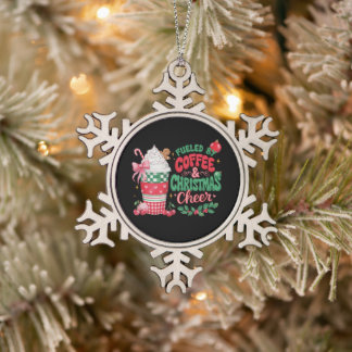 Ornement Flocon De Neige Alimenté par le café et la joie de Noël Coquette C