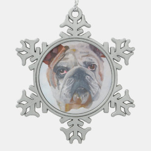 Ornement Flocon De Neige American Bulldog Artistic Pet Portrait