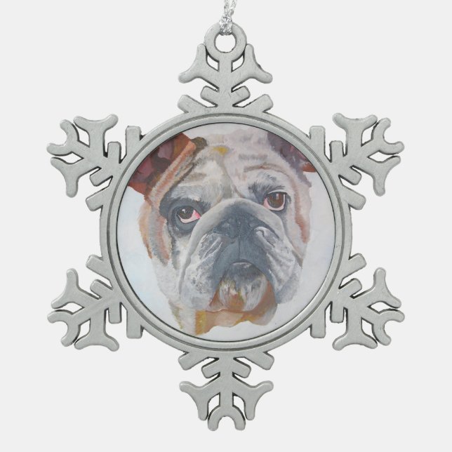 Ornement Flocon De Neige American Bulldog Artistic Pet Portrait (Devant)