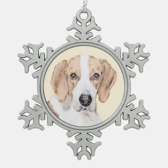 Ornement Flocon De Neige American Foxhound Paining - Cute Original Dog Art (Devant)