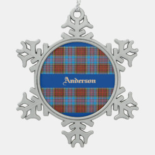 Ornement Flocon De Neige Anderson Family Crest W/ Anderson Tartan