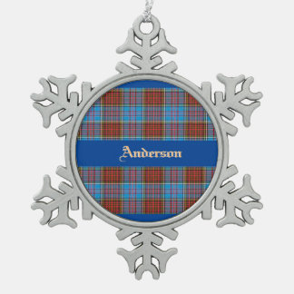 Ornement Flocon De Neige Anderson Family Crest W/ Anderson Tartan
