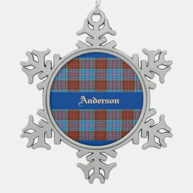 Ornement Flocon De Neige Anderson Family Crest W/ Anderson Tartan (Devant)