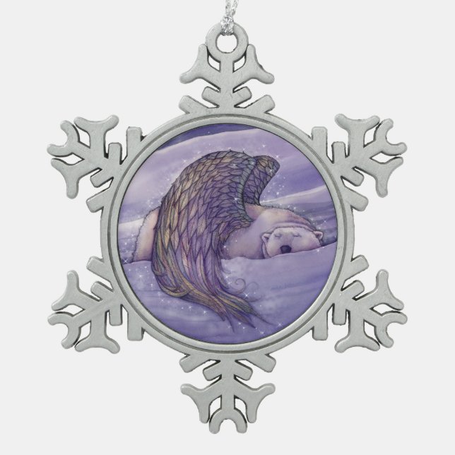 Ornement Flocon De Neige Ange de l'ours polaire ailé (Devant)