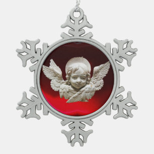 Ornement Flocon De Neige ANGE FLORENTIN DE LA RENAISSANCE, Rubis Rouge