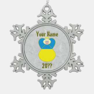 Ornement Flocon De Neige Ange ukrainien Drapeau Blonde cheveux