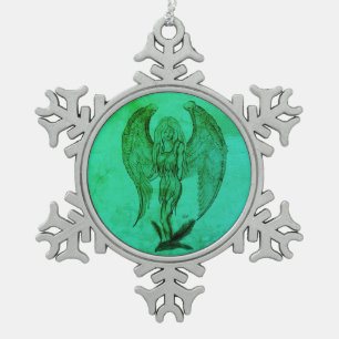 Ornement Flocon De Neige Angel en style tatouage