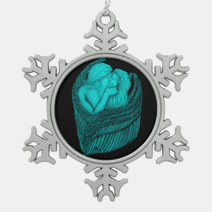 Ornement Flocon De Neige Angels Kissing, noir et vert Design