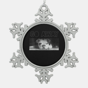 Ornement Flocon De Neige Anglais Bulldog Chiot Distances Sociales S'Éloigne
