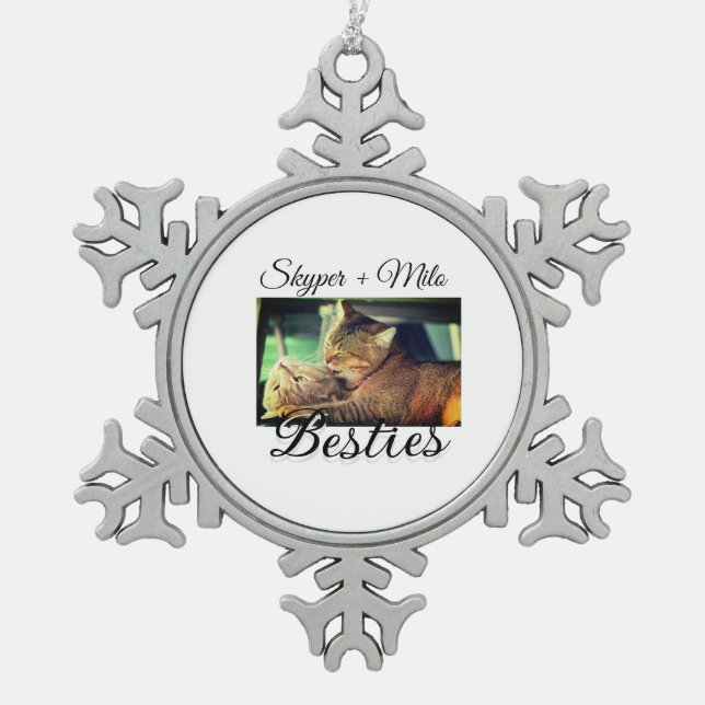 Ornement Flocon De Neige Animaux de compagnie amis besties ajouter nom anim (Devant)