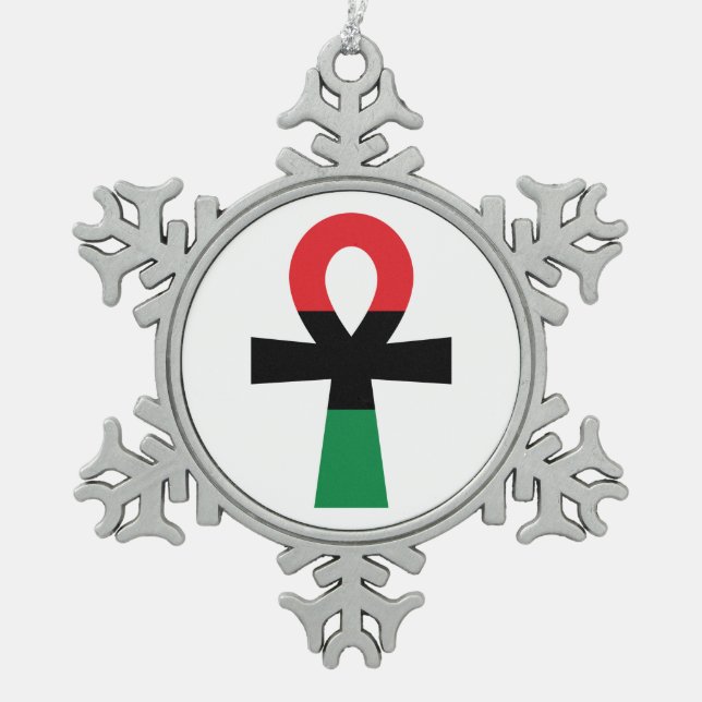 Ornement Flocon De Neige Ankh Rouge, Noir & Vert (Devant)