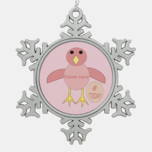 Ornement Flocon De Neige Anniversaire Rose Personnalisé Fille Chick Ornemen