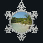 Ornement Flocon De Neige Antiguan Beach Beautiful Tropical Landscape<br><div class="desc">Cette scène tropicale d'une plage d'Antiguan montre les multiples types de flore qu'ils ont. D'un côté se trouve un cocotier, mais au loin, on aperçoit également de nombreux cactus. L'eau était si claire qu'on pouvait y voir nager de petits poissons argentés. Consultez notre magasin pour plus de photos de belles...</div>