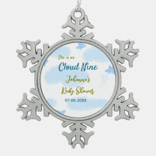 Ornement Flocon De Neige Aqua or gold elle est sur un nuage neuf baby showe