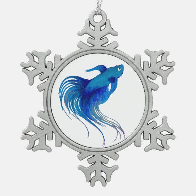 Ornement Flocon De Neige Aquarelle Bêta bleue (Devant)