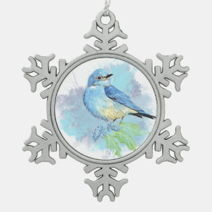 Ornement Flocon De Neige Aquarelle Bluebird Garden Oiseau Art
