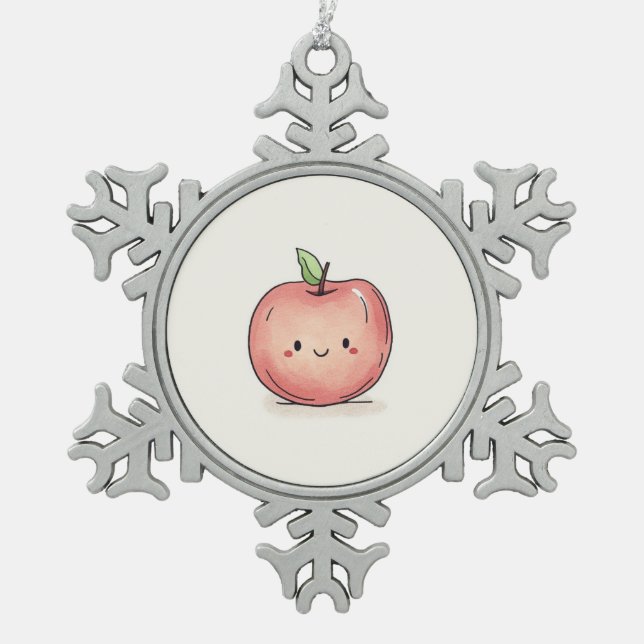 Ornement Flocon De Neige Aquarelle Cute Chibi Apple (Devant)