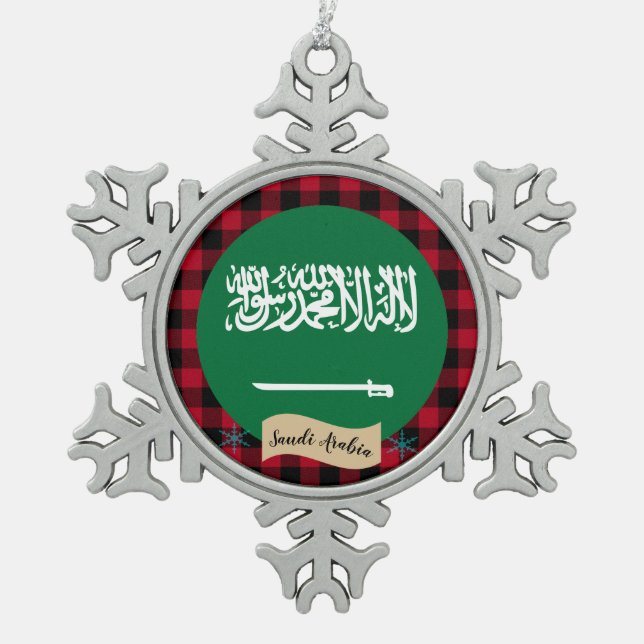 Ornement Flocon De Neige Arabie Saoudite patriotique, plaid de buffle, drap (Devant)