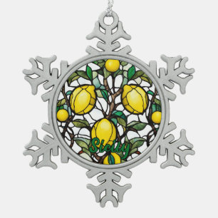 Ornement Flocon De Neige Arbre de citron de Sicile Souvenir