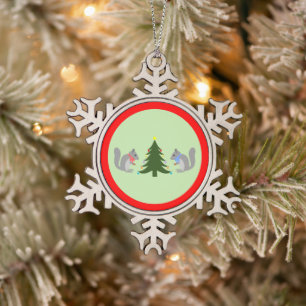 Ornement Flocon De Neige Arbre de Noël décorant les écureuils