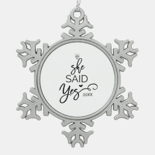 Ornement Flocon De Neige Arbre De Noël Elle A Dit Oui Engagé