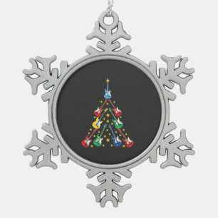 Ornement Flocon De Neige Arbre de Noël Guitare Électrique Amoureux de Musiq