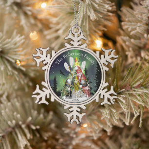 Ornement Flocon De Neige Arbre de Noël Kayak Aurora Borealis