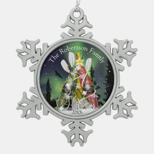 Ornement Flocon De Neige Arbre de Noël Kayak Aurora Borealis