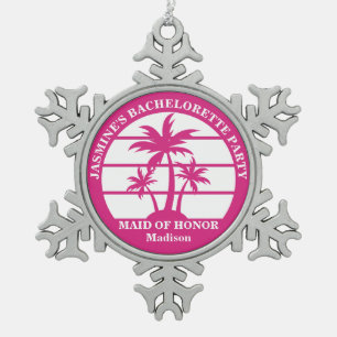 Ornement Flocon De Neige Arbre de palmier rose vif personnalisé pour l'ente