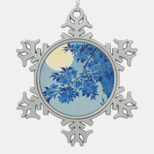 Ornement Flocon De Neige Arbre sous la lumière de la lune bleue : Nuit de f