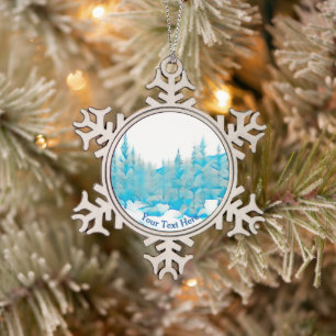 Ornement Flocon De Neige Arbres bleus neigeux