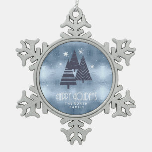 Ornement Flocon De Neige Arbres de Noël et flocons de neige Blue ID863
