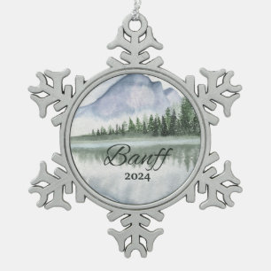 Ornement Flocon De Neige Arbres personnalisés du lac de montagne de Banff