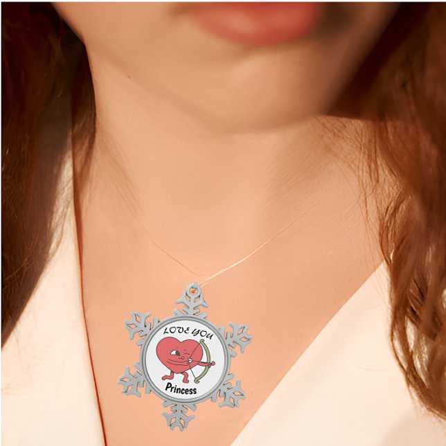 Ornement Flocon De Neige Archer Coeur mignonne avec design "Love You Prince (Créateur téléchargé)