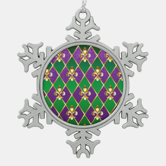 Ornement Flocon De Neige Arrière - plan de bijoux Mardi Gras (Devant)