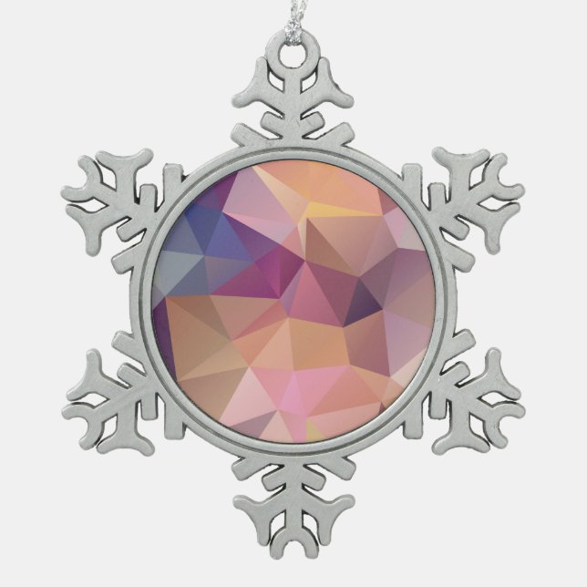 Ornement Flocon De Neige Arrière - plan jaune violet rose polygone. (Devant)