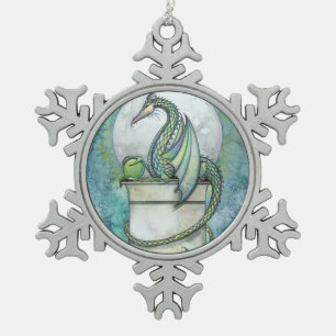 Ornement Flocon De Neige Art d'Imaginaire Dragon Vert