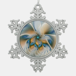 Ornement Flocon De Neige Art fractal abstrait et fantaisiste avec du bleu