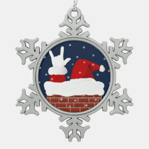 Ornement Flocon De Neige ASL Père Noël Ornement de Noël Je t'aime ILY da