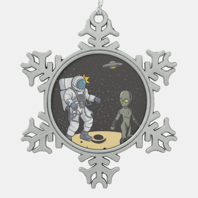 Ornement Flocon De Neige Astronaute et alien (Devant)
