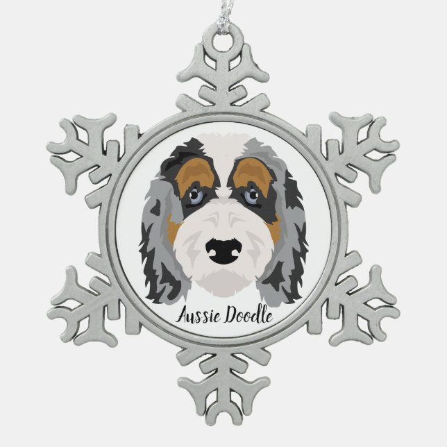 Ornement Flocon De Neige Australian Shepherd Poodmix Christmas Ornament (Devant)