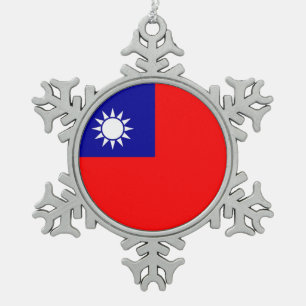 Ornement flocon de neige avec drapeau de Taïwan